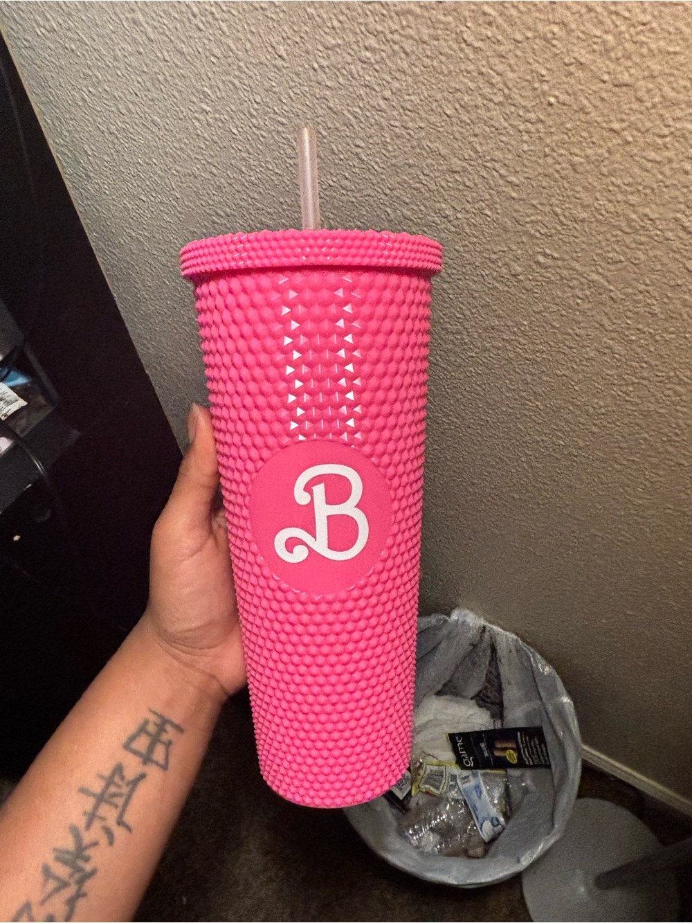 Barbie Pink Studded Tumbler with 'B' Monogram